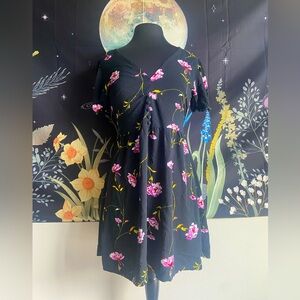 Floral Black Spring/Summer Dress